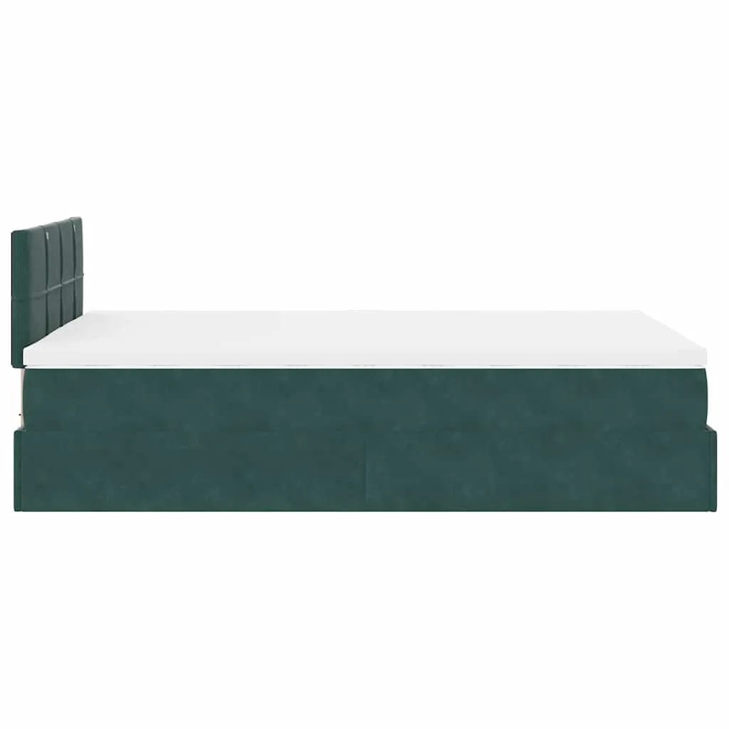 vidaXL Ottoman Bed with Mattress & LEDs Dark Green 120x200cm Velvet