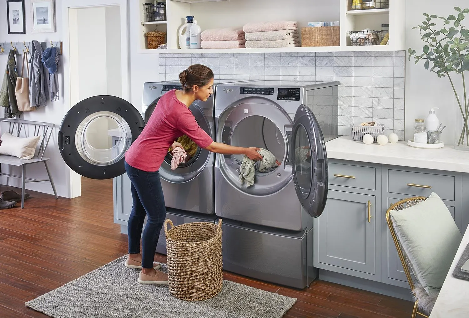 Whirlpool Chrome Shadow Front-Load Washer (5.8 cu. ft.) & Electric Dryer (7.4 cu. ft.) - WFW6605MC/YWED6605MC