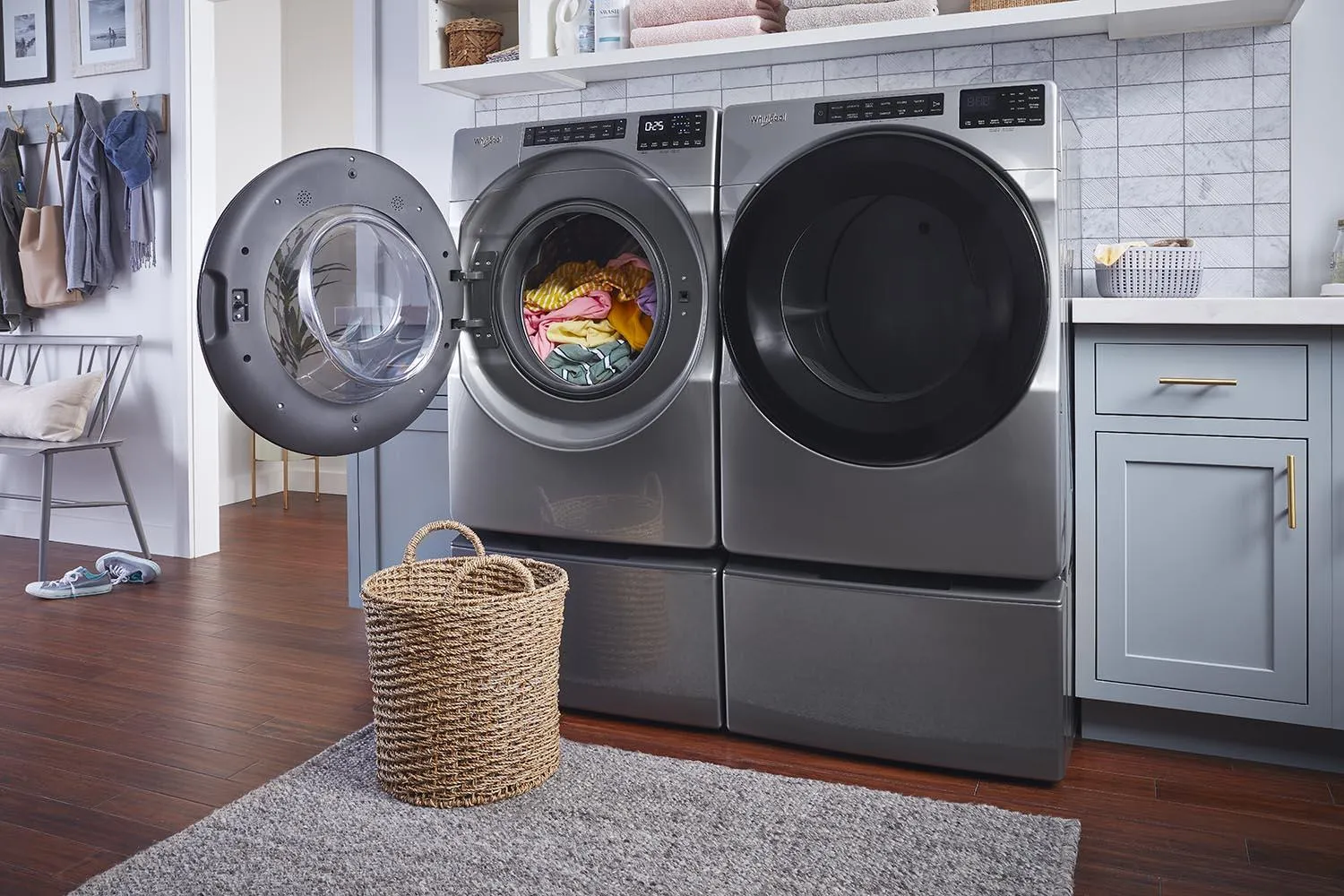 Whirlpool Chrome Shadow Front-Load Washer (5.8 cu. ft.) & Electric Dryer (7.4 cu. ft.) - WFW6605MC/YWED6605MC