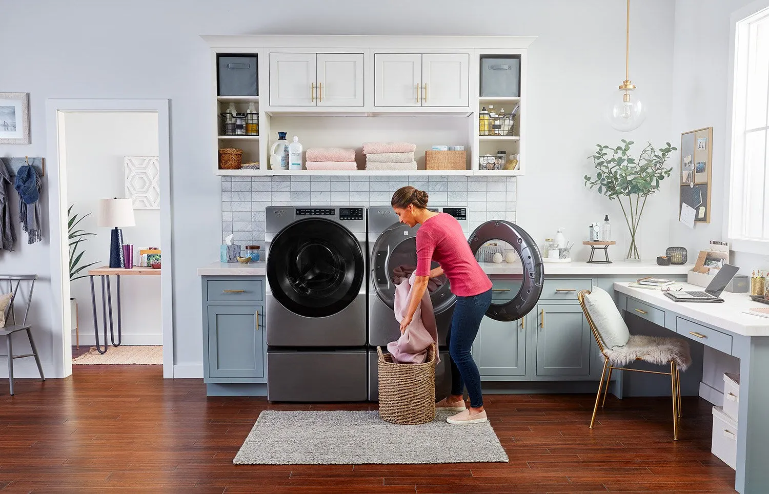 Whirlpool Chrome Shadow Front-Load Washer (5.8 cu. ft.) & Electric Dryer (7.4 cu. ft.) - WFW6605MC/YWED6605MC