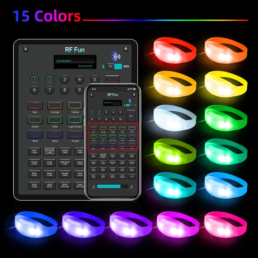 Wholesale Bluetooth APP Control LED Bracelets Wristbands for Wedding & Birthday Party ( 200PCS   1 APP Transmitter Pack)