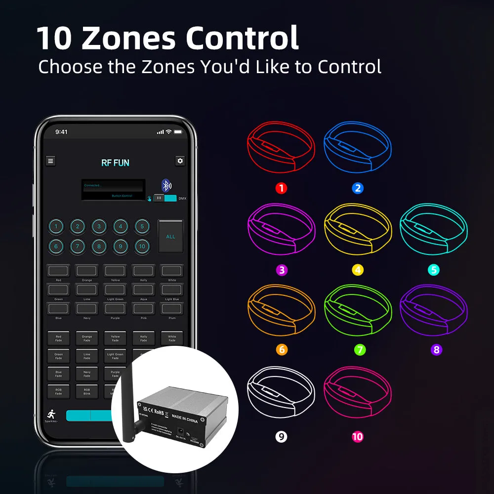 Wholesale Bluetooth APP Control LED Bracelets Wristbands for Wedding & Birthday Party ( 200PCS   1 APP Transmitter Pack)