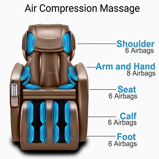 Zero Gravity Full Body Shiatsu Luxurious Electric Massage Chair (Coffee)